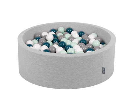 KIDDYMOON Piscina de bolinhas 90X30Cm/200 bolas coloridas de 7Cm para bebês e crianças redondas Cinzento Claro:Turquesa Escura/Cinzento/Branco/Minze
