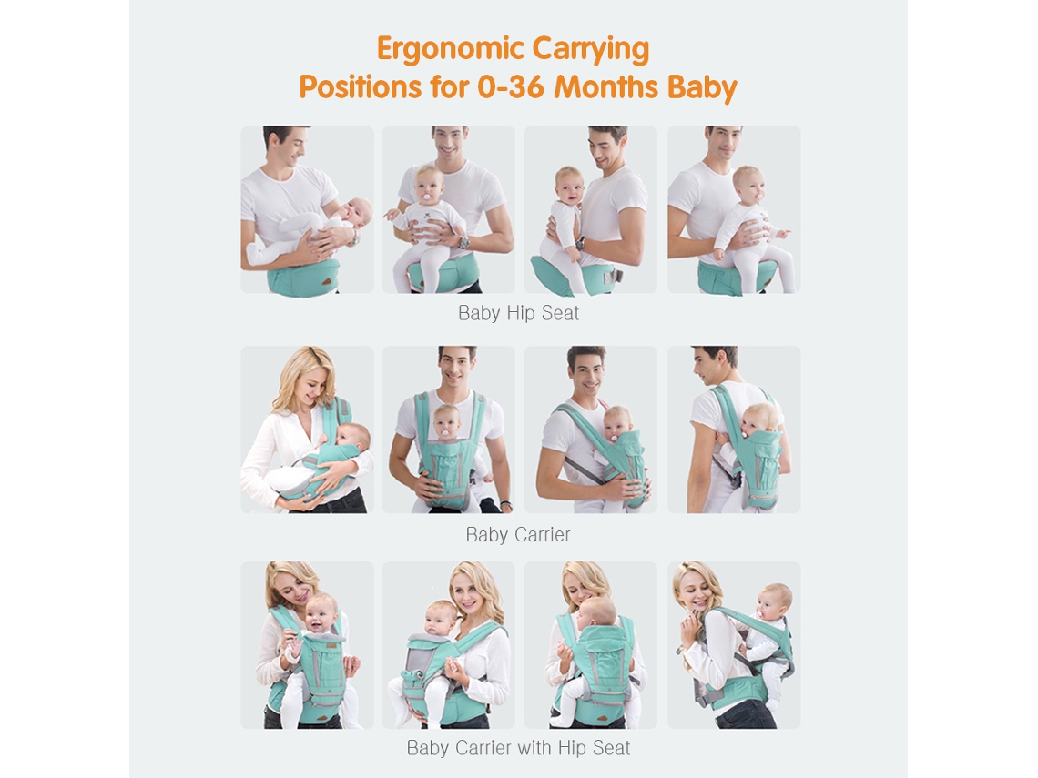 Primerox porta bebê com Banquinho Lombar Respirável Multifuncional Ergonômico para 0 36 Meses