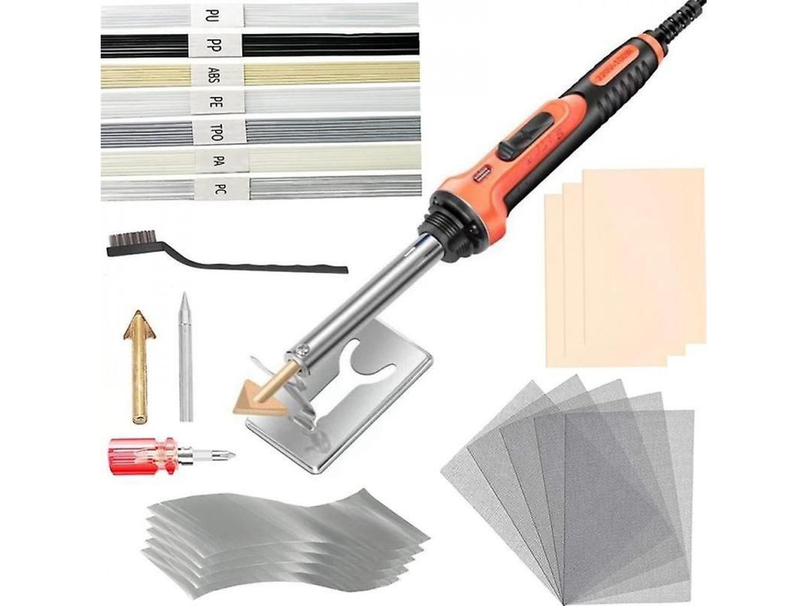 100w Soldador de Plástico, Kit de Soldadura 2 em 1 com Puntas e Varillas