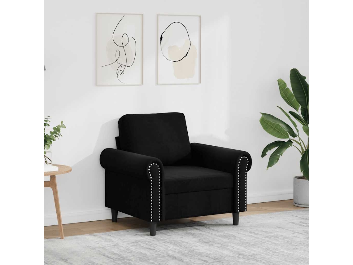 Vidaxl Poltrona 60 Cm Veludo Preto