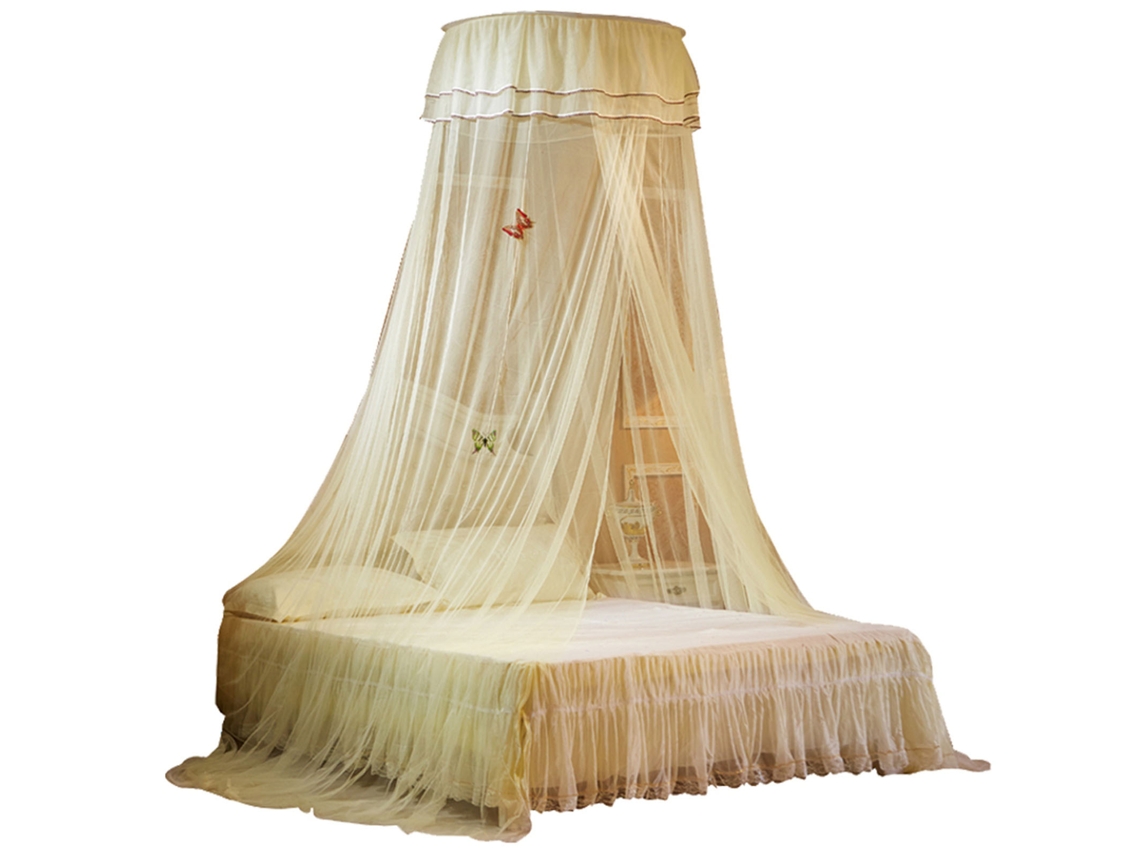 Domo Mosquiteiro Cama Bege Estilo Princesa Fácil Instalação