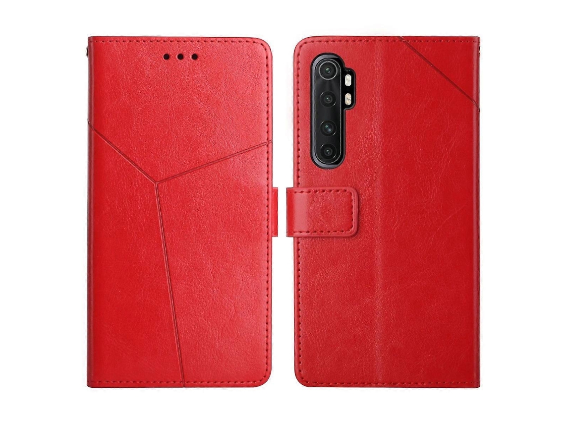 Capa De Couro Com Costura Em Y E Design Flip Horizontal Para Xiaomi Mi Note 10 Lite