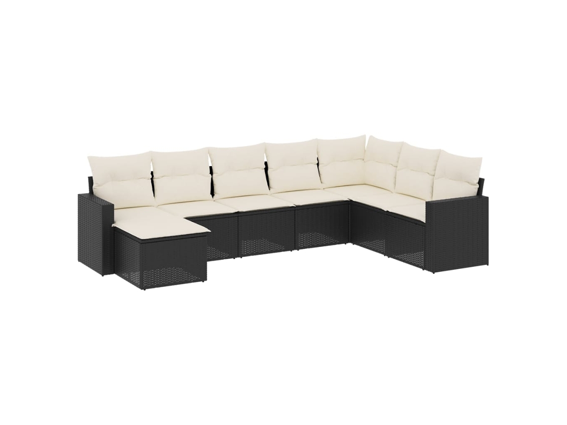 Maison Exclusive - 8 Pcs Conjunto Sofás De Jardim Com Almofadões Vime Pe Preto