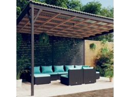 Vidaxl 9 Pcs Conjunto Lounge De Jardim C/ Almofadões Vime Pe Preto