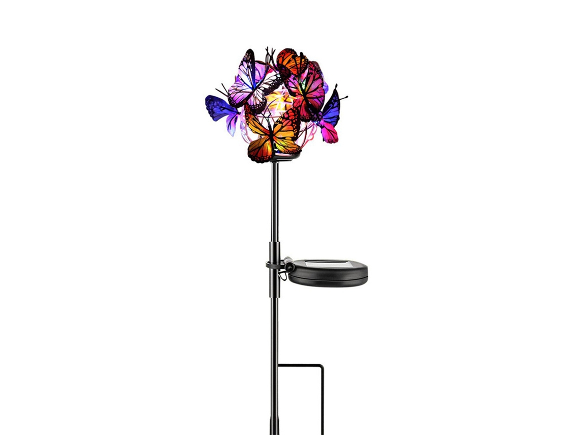 Lâmpada Solar Borboleta Esfera Jardim Primavera Decorativa Led Externa Resistente À Água