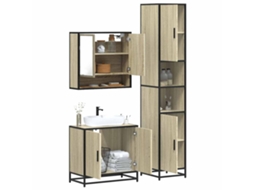 Vidaxl 3 Pcs Conj. Móveis Casa Banho Derivados Madeira Carvalho Sonoma