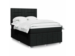 Vidaxl Cama Com Molas/colchão 140x200 Cm Tecido Preto