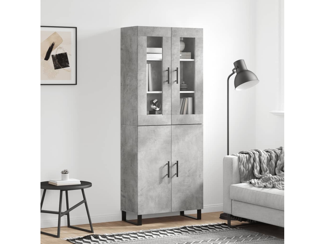 Vidaxl Armário Alto 69,5x34x180 Cm Derivados De Madeira Cinza Cimento