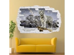 Adesivos De Parede 3d Com Tigre E Paisagem De Inverno Nevada Para Decoração De Casa E Escritório.