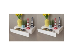 Prateleiras De Parede Suspensas Com Gavetas 2 Pcs Branco 48 Cm Dkd Home Decor