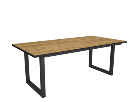 Mesa de Refeição SKRAUT HOME Tetrix 10 Lugares (Carvalho e Preto - Melamina - 194 x 90 x 75 cm)
