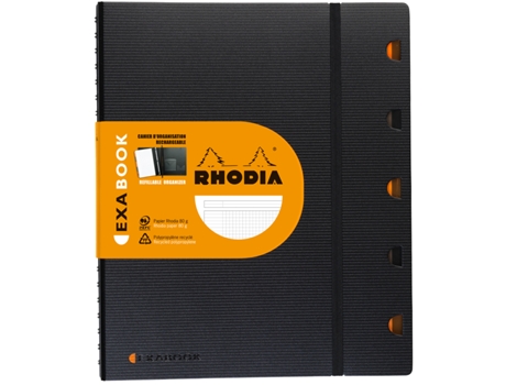 Bloco de Notas Universitário RHODIA Exabook A4+ Quadrado Preto
