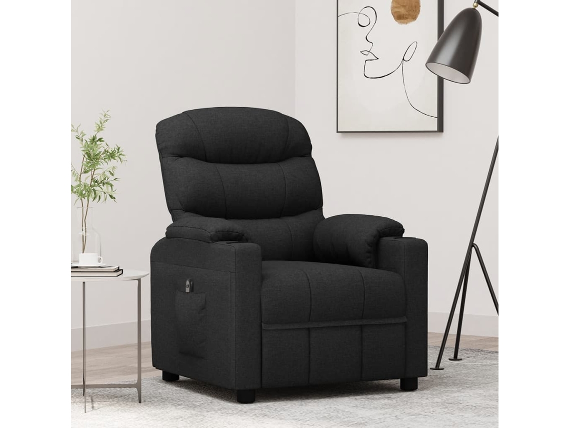 Vidaxl Poltrona Elétrica Reclinável Tecido Preto