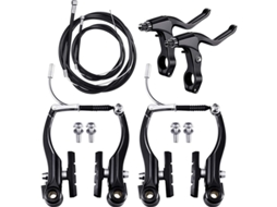 Conjunto Completo De Freios Para Bicicleta Mtb Com Cabos Internos E Externos E Alavancas Preto