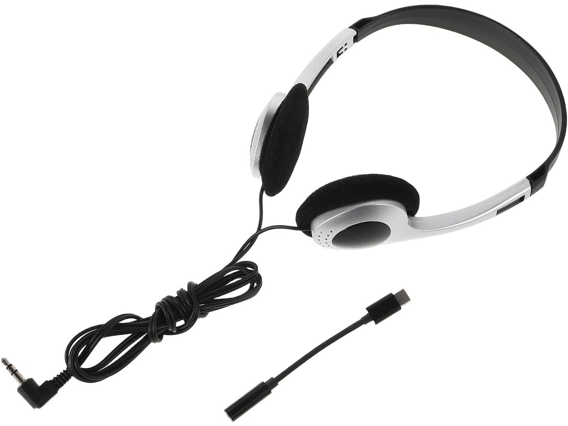 Yarnow Casque Audio Filaire Argenté Style Rétro Com Adaptador Usb - C, Smartphone E Tablet Compatível, Para