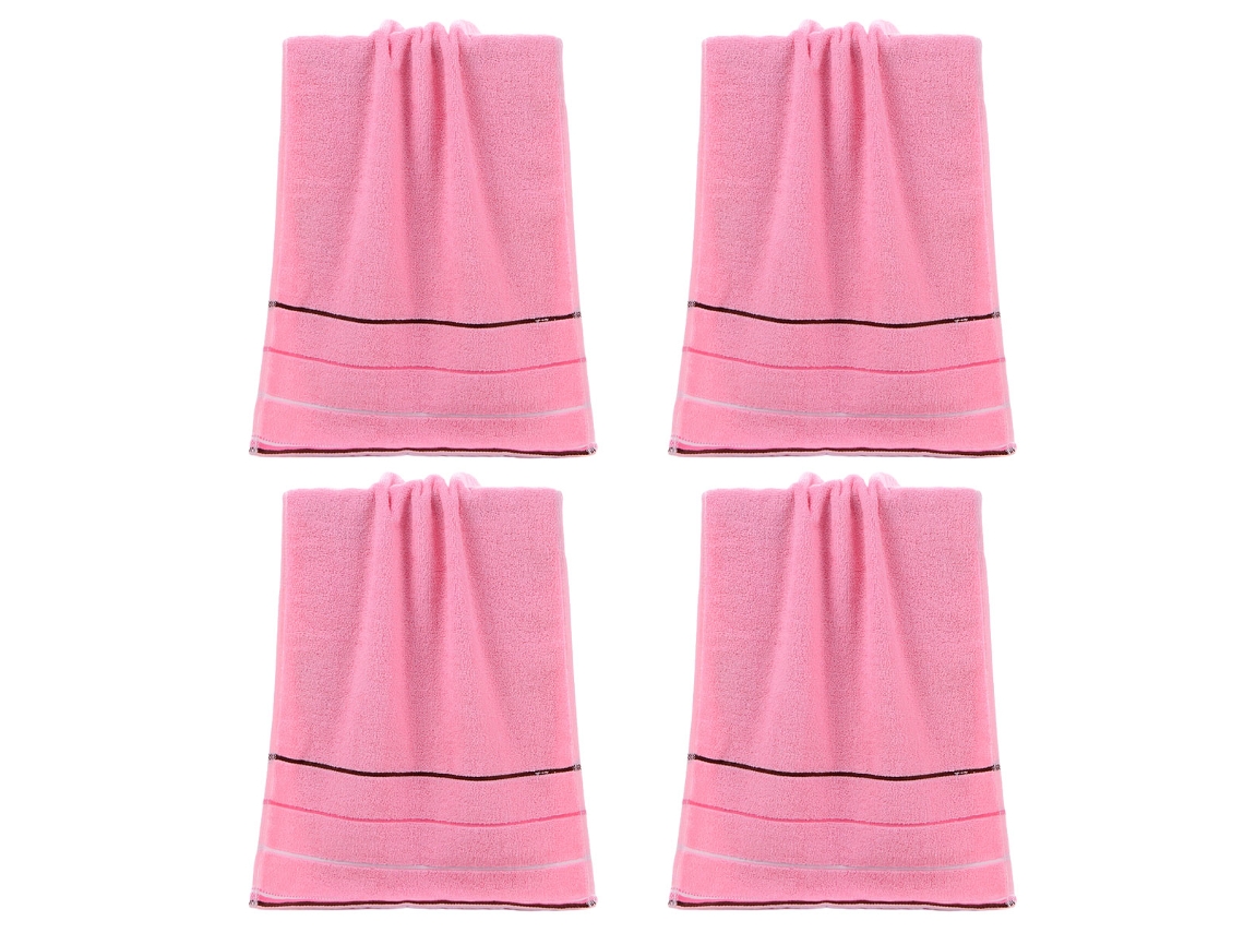 Conjunto de Toalhas de Mãos NEVEANCE Absorvente Banho Mão Rosto Algodão Rosa - 4pcs (33x73cm)