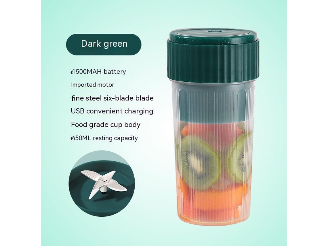 Espremedor Elétrico Portátil, Espremedor De Frutas, Liquidificador, Carregador Usb, Misturador De Shakes, Verde Sunny Spaces