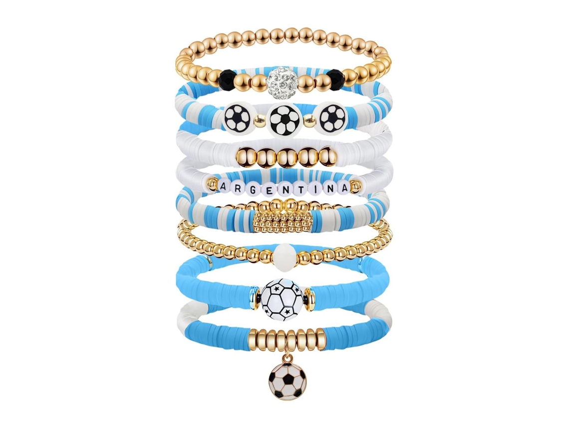 Pulseira Feminina para o Dia do Jogo, Pulseira Elástica de Contas para Futebol, Modelo 1. SIURN
