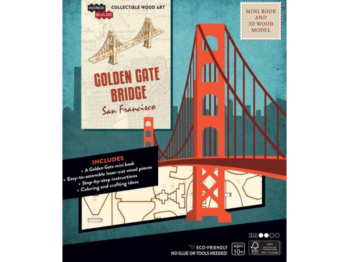 Livro IncrediBuilds San Francisco Golden Gate Bridge Book and 3D Wood Model de Insight Editions (Inglês)
