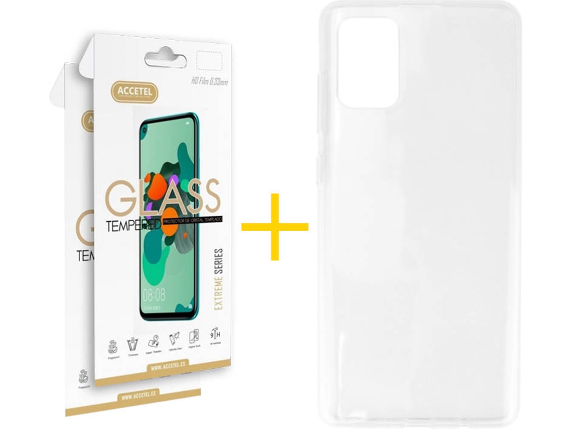 Kit Capa e 2 Películas Samsung Galaxy A71 5G ACCETEL Liso (Transparente)