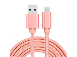 Cabo Usb de 3m 3a com Cabeça de Metal Tecido 8 Pin para Dados e Carregamento Rosa XIAOMOYU