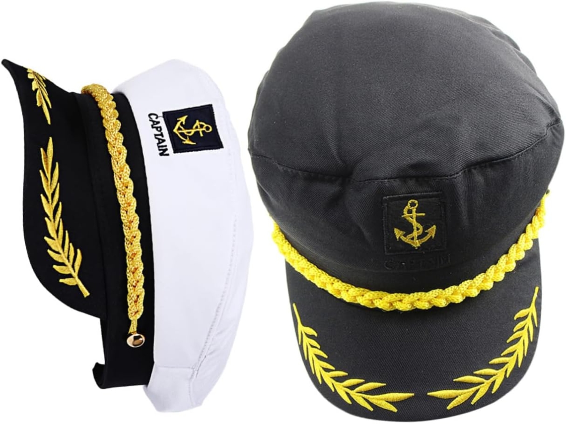 Chapéu De Capitão De Barco Em Algodão E Poliéster, Conjunto Com 2