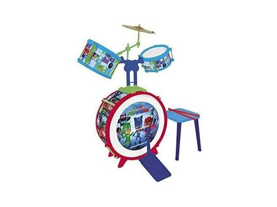Bateria Pjmasks Com Banqueta (bumbo, Dois Tambores, Bongo E Prato)