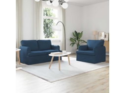 Vidaxl Conjunto De Sofás 2 Unid. Azul Tecido