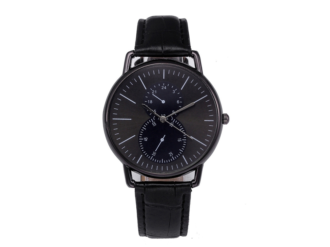 Relógio de quartzo unissex com pulseira ajustável, simples e elegante, casual (preto)