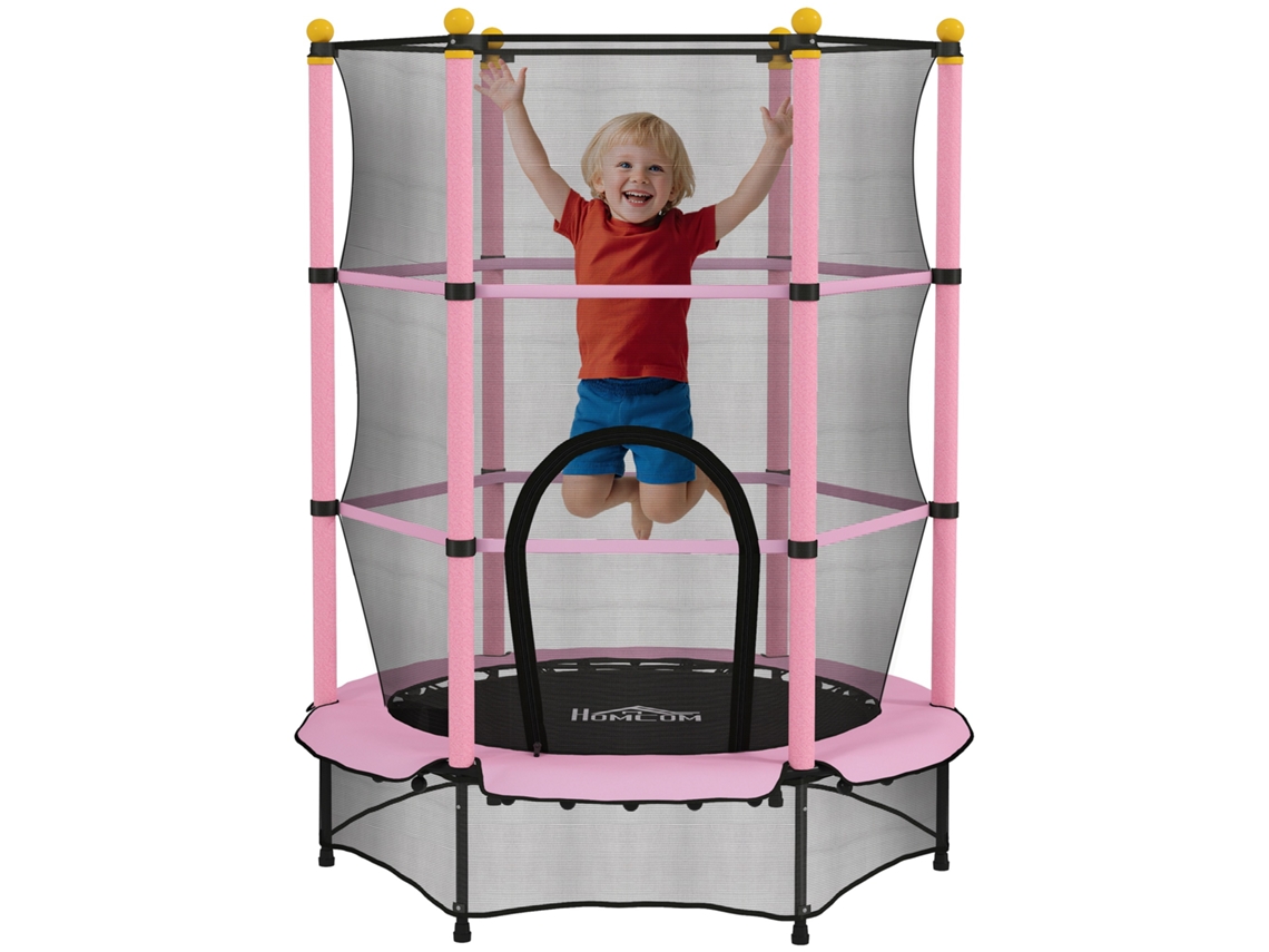 Cama Elástica Infantil Ø140cm Com Entrada Zíper Rosa