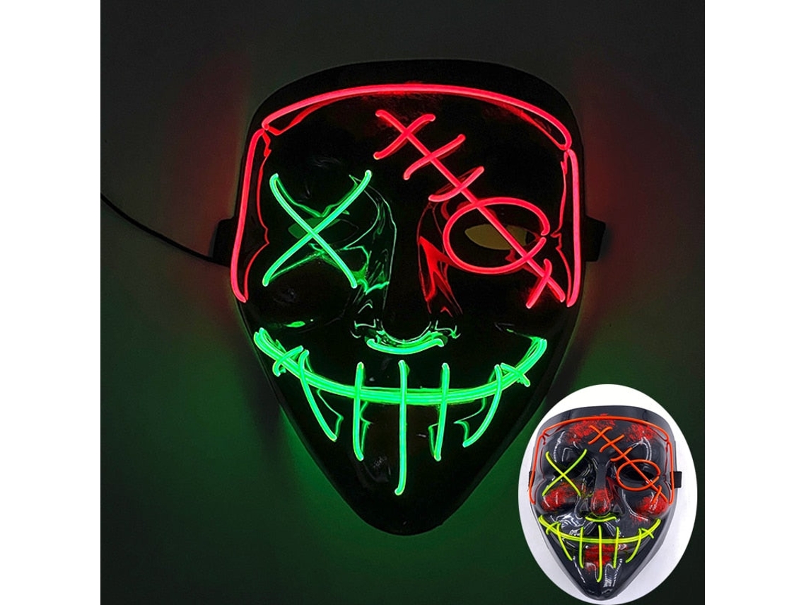 Máscara De Purga De Led Neon Para Halloween, Máscaras Para Festa De Máscaras, Luz Que Brilha No Escuro, Máscaras Engraçadas, Acessórios Para Fantasias