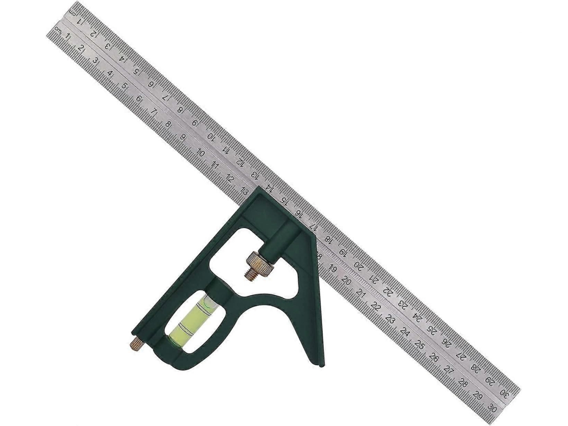 Esquadro Combinado De Aço Inoxidável Ajustável, Com Ângulo De 45/90 Graus, Multifuncional, Tamanho 300mm (12 Polegadas).