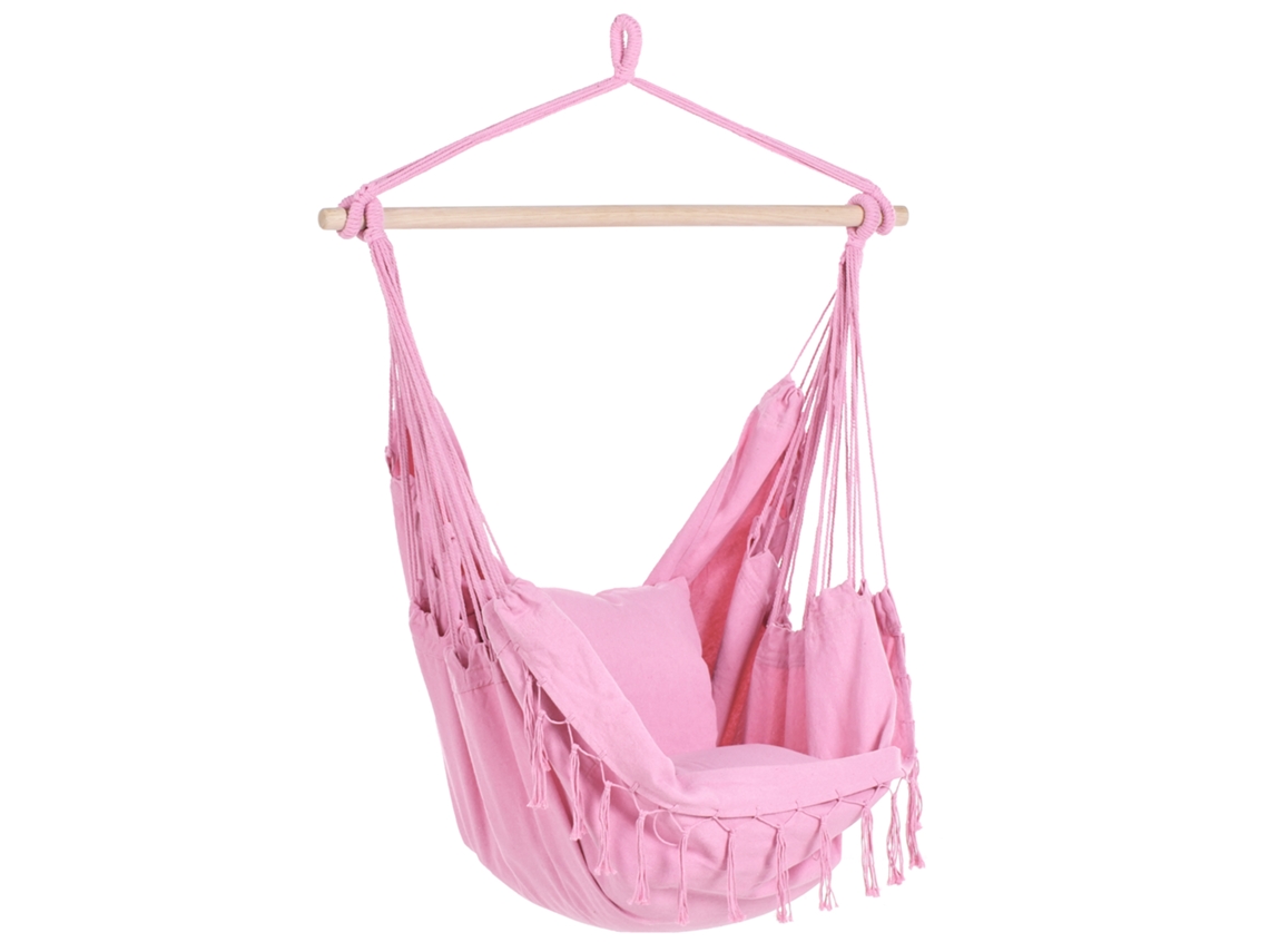 Silla Colgante Beliani Bonea De Algodón Rosa 95x55x125