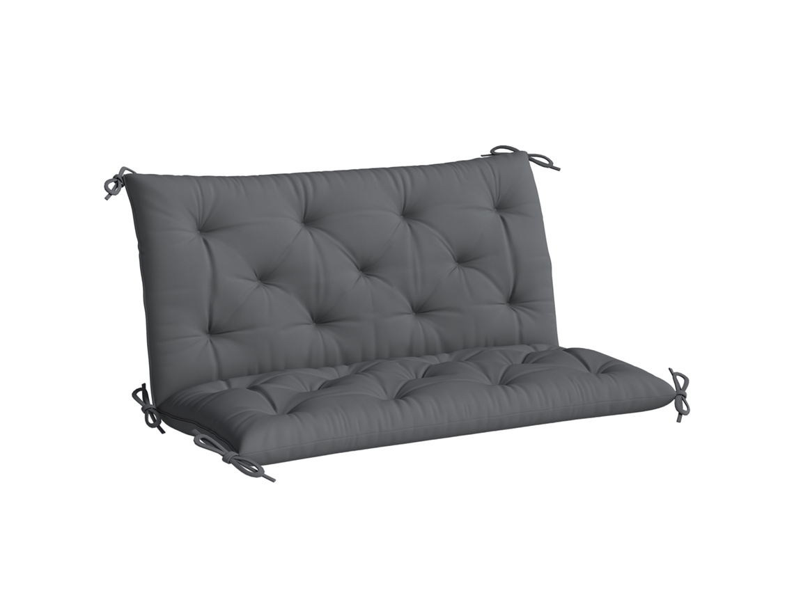 Almofada Impermeável Para Banco, Assento E Encosto, 100 X 98 X 8 Cm, Cinza Escuro, Para Bancos De Jardim E Balanços Estilo Hollywood.