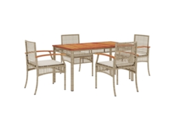 Conjunto de 5 Jantar para Jardim com Almofadões Vime Pe Bege MAISON EXCLUSIVE