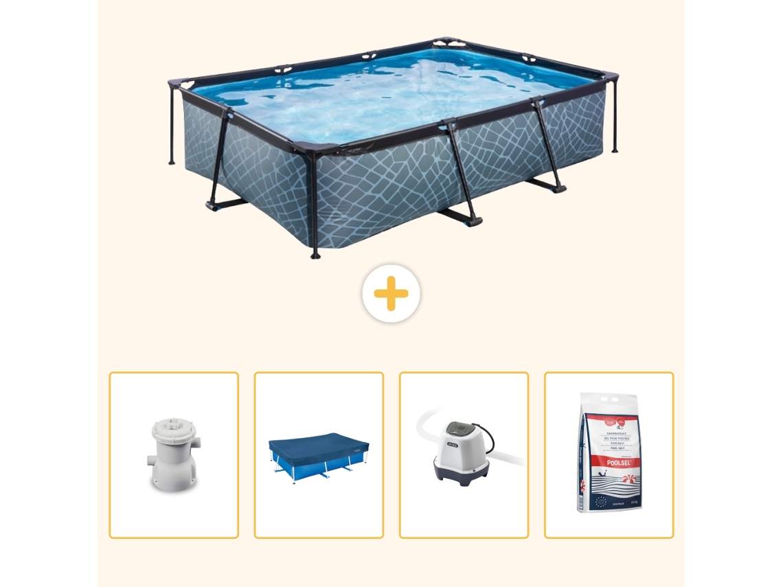 Exit-toys Piscina Exit Retangular - Efeito Pedra - 300x200x65 Cm - 5-peças S301