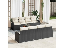 Vidaxl Conjunto De Sofá De Jardim 9 Unid. Preto E Creme Vime Pe