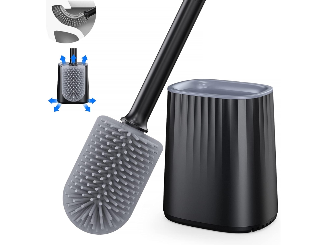 Escova de silicone criativa, com suporte, montada na parede, flexível