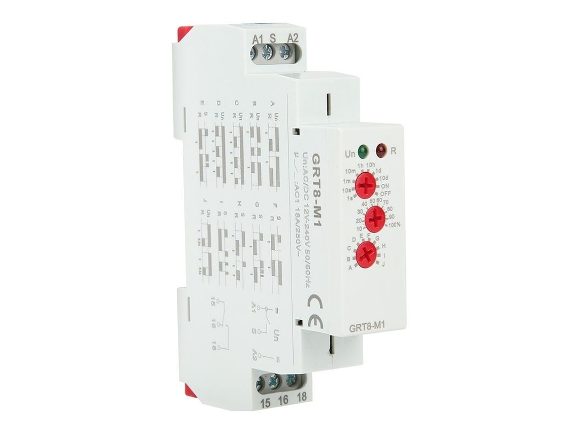 Relé de Retardo Temporal Grt8 m1 10 Funciones Montaje Rail Din 35mm Ac/dc 12v 240v con S/MARCA