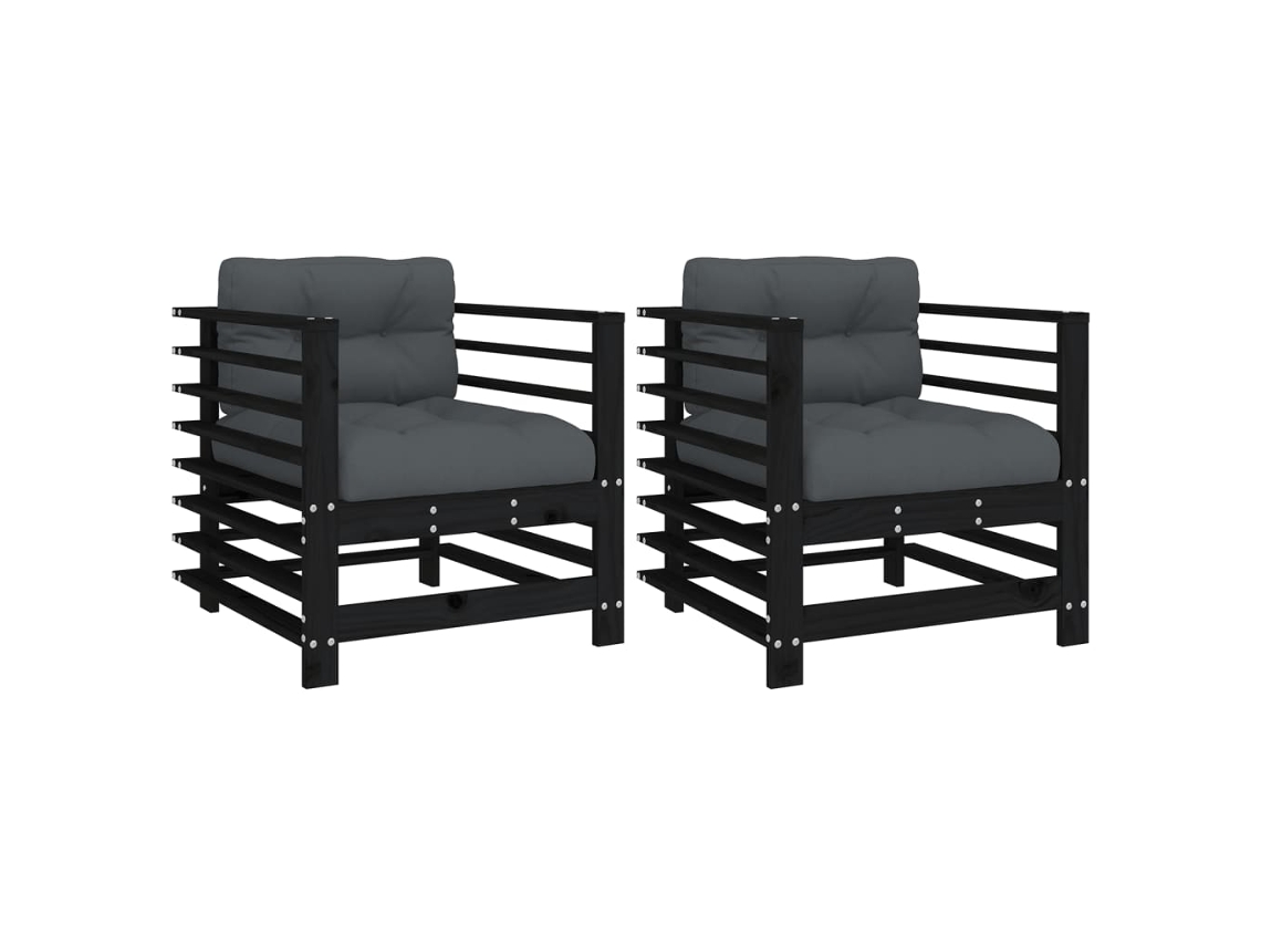 Garden Chair, Garden Chairs Vidaxl Preto Madeira De Pinho (n/a)