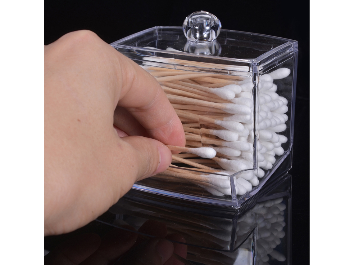 Caixa de Armazenamento Transparente de Cotonetes em Acrílico Organizador de Maquiagem e Cosméticos | S/MARCA