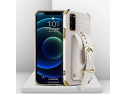 Capa De Couro Sintético Com Padrão De Crocodilo Em Tpu Eletrogalvanizado E Alça De Pulso Para Samsung Galaxy S20