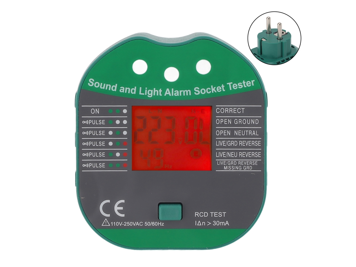 Testador de Tomada com Alarme Sonoro e Visual Detector de Tensão 110v