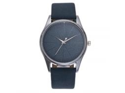 Relógio de Pulso Feminino Vansvar Pulseira Pu Estilo Simples Linhas Escamosas Azul