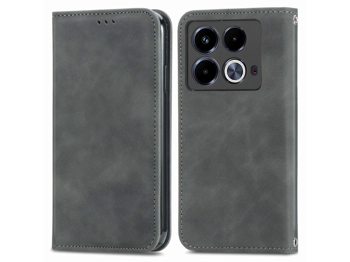 Capa De Celular Flip Magnética Em Couro Sintético Com Toque Retrô Para Infinix Note 40