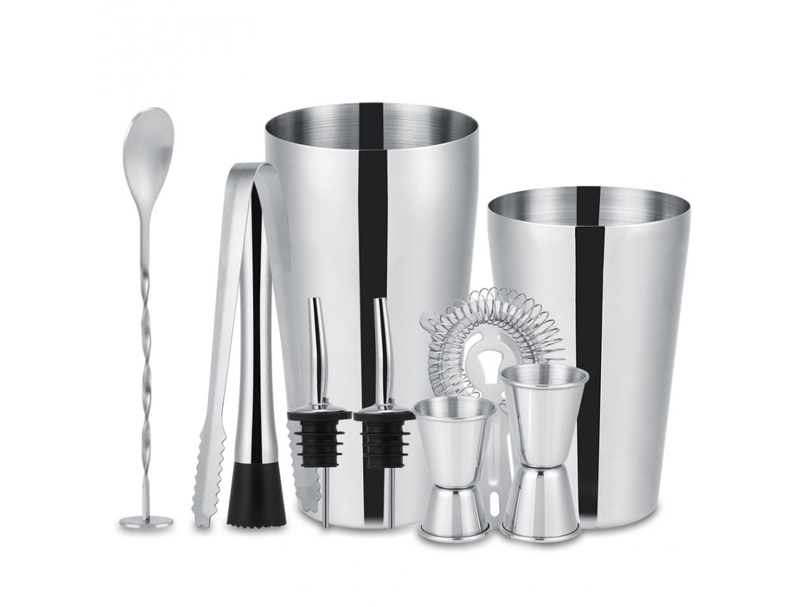 Conjunto De Coquetel De 10 Peças, Para Bar, Coqueteleira De 700ml, Aço Inoxidável Prateado