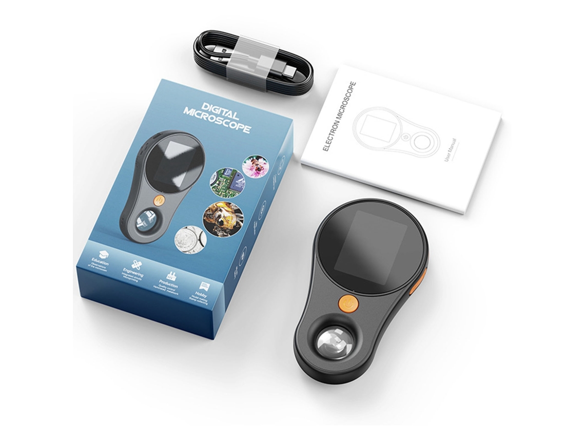 Microscópio digital portátil 500x 2mp 1920x1080p com 8 leds tela 2 polegadas preto | S/MARCA