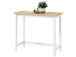 Mesa De Bar, Na Cor Natural E Branco, Fabricado Em Madeira Com Compacto, Acomoda 2 Pessoas, Design Prático E Funcional