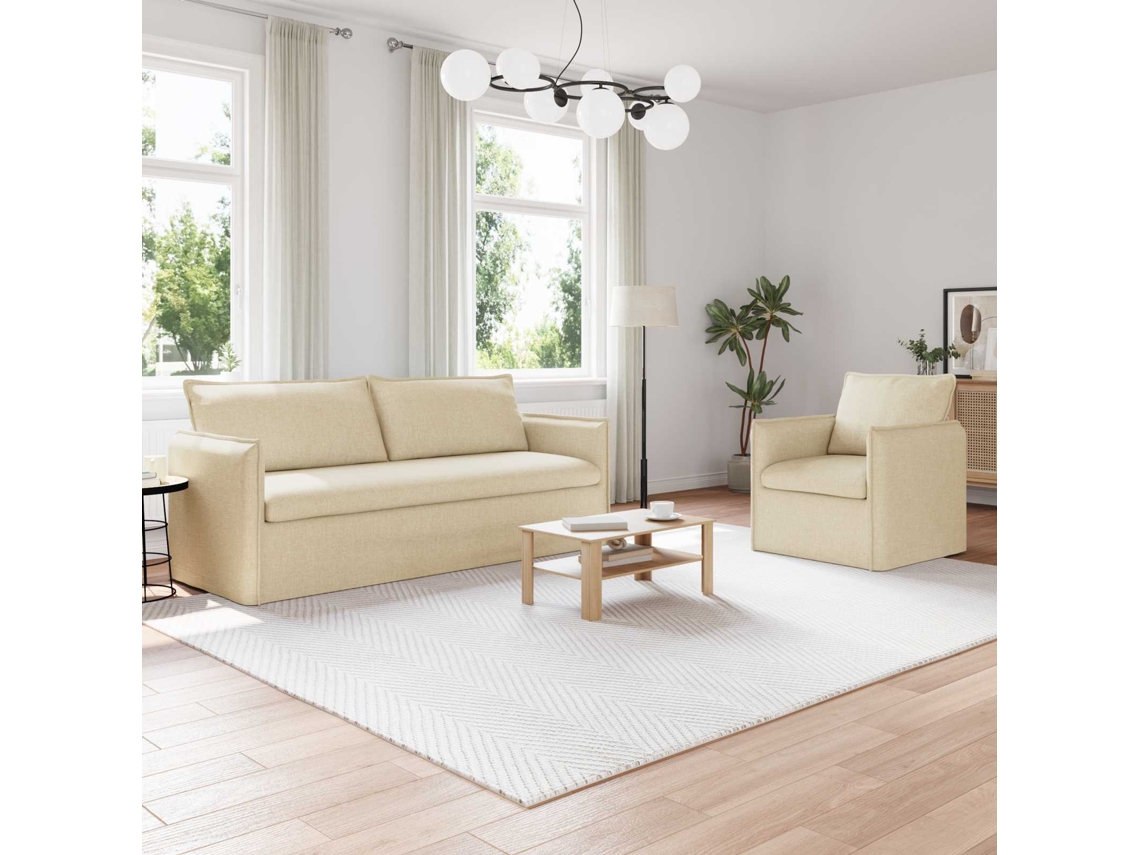Vidaxl Conjunto De Sofás 2 Pcs Creme 196 X 82 X 85 Cm Tecido