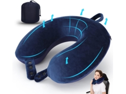 Lurelia Almofada Viagem, Espuma Viscoelástica, Apoio Pescoço, Capa Lavável, Azul, 45cm